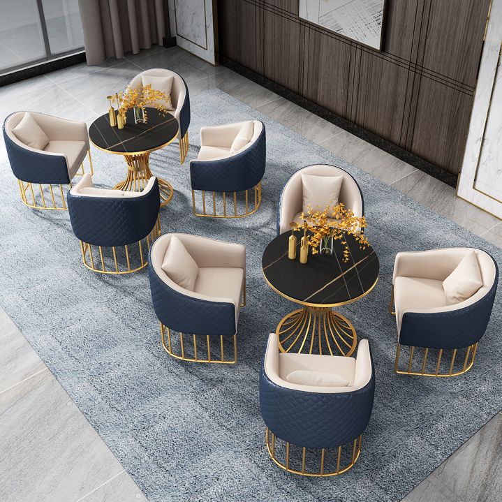 Metal Traditional Luxury Round Table Sintered Stone Indoor Table with Pedestal Base Clearhalo 'Dining Tables & Seating' 'Dining Tables' 'dining_table' 'furn' 'furn_dining_table' 'Furniture' 'Kitchen & Dining Furniture' 1200x1200_545d27a3-3983-42e8-8657-42ad6a739418