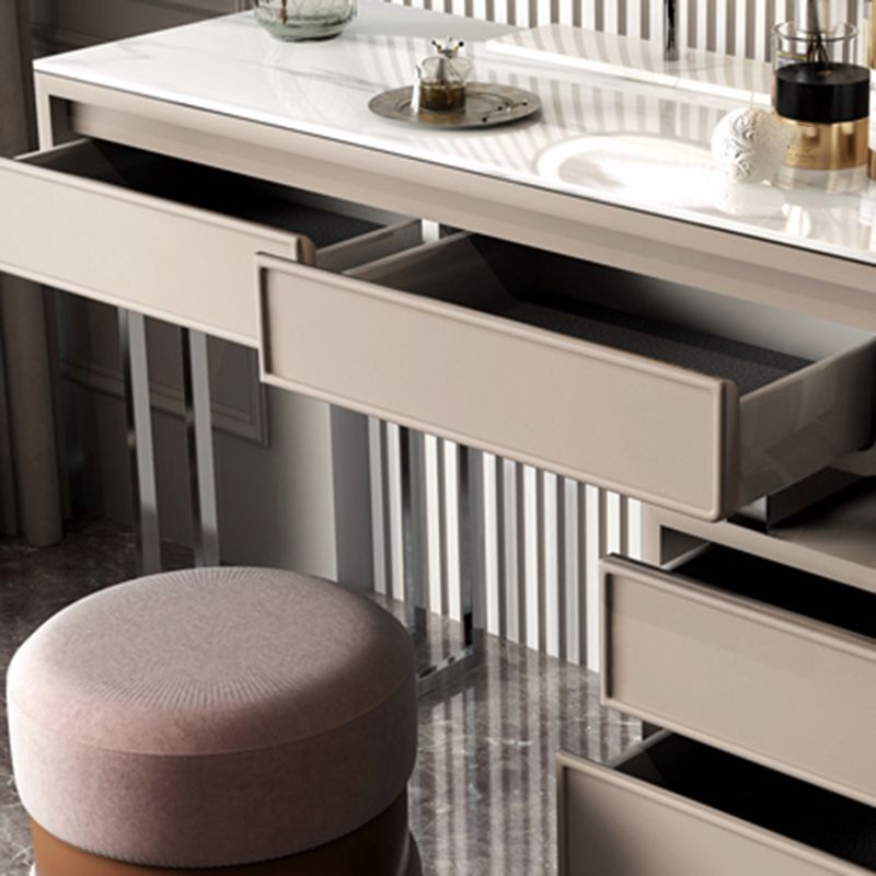 Vanité de maquillage luxueuse en pierre supérieure avec 2/4 tiroirs de rangement