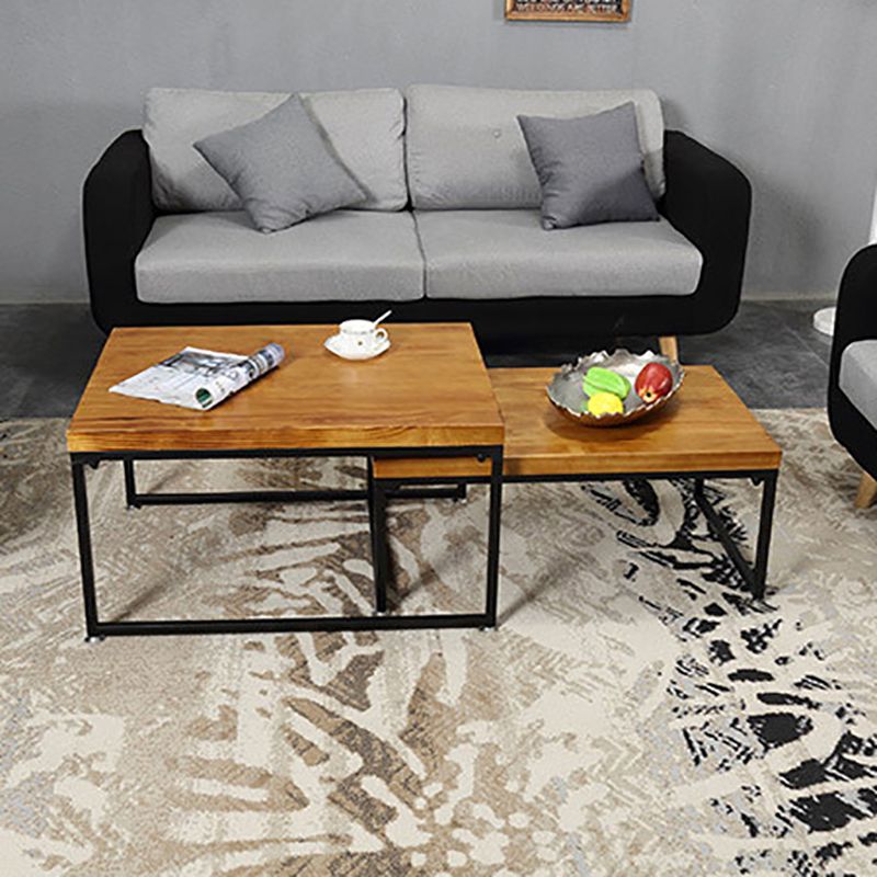 Modern Simple Wood Rectangular Coffee Table Sled 2 Nesting Cocktail Table Set