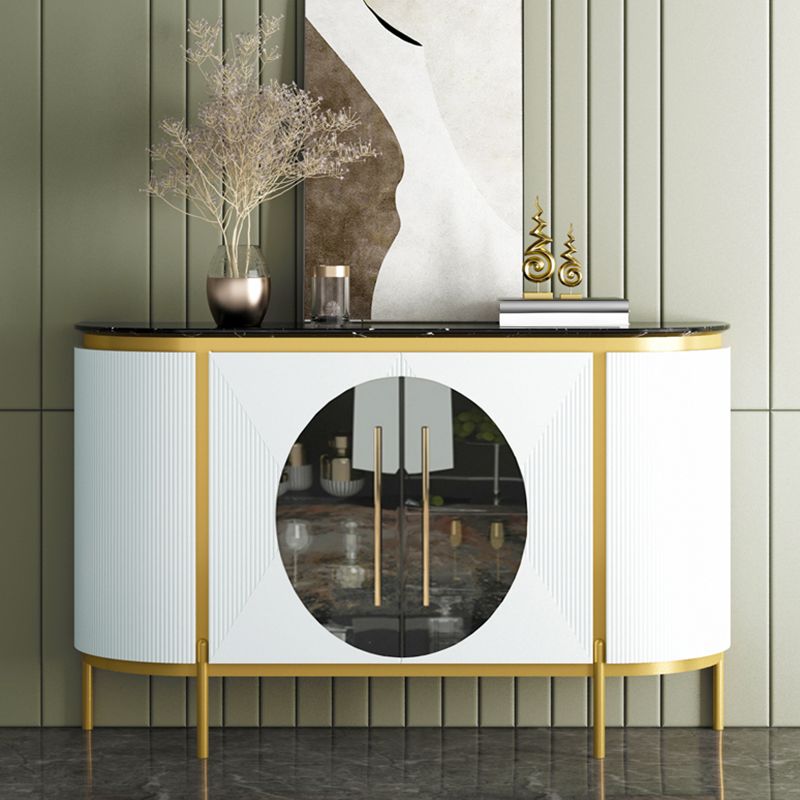 Tavolo a buffet in stile glam in finto marmo da 35,4 pollici con armadi e cassetti