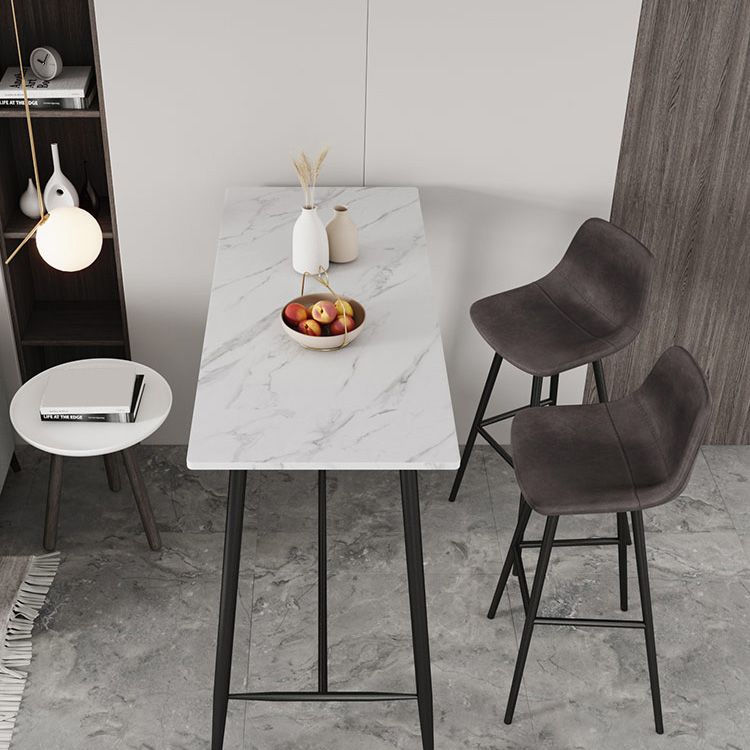 Modern Marble Pub Table with Rectangle Table Top Black Trestle Table - 42" H Clearhalo 'Bar Furniture' 'Bar Tables' 'bar_tables' 'furn' 'furn_bar_tables' 'Furniture' 'furniture_bar_tables' 'Kitchen & Dining Furniture' 1200x1200_5461c845-5e48-4369-a59d-2f4d72ccf509