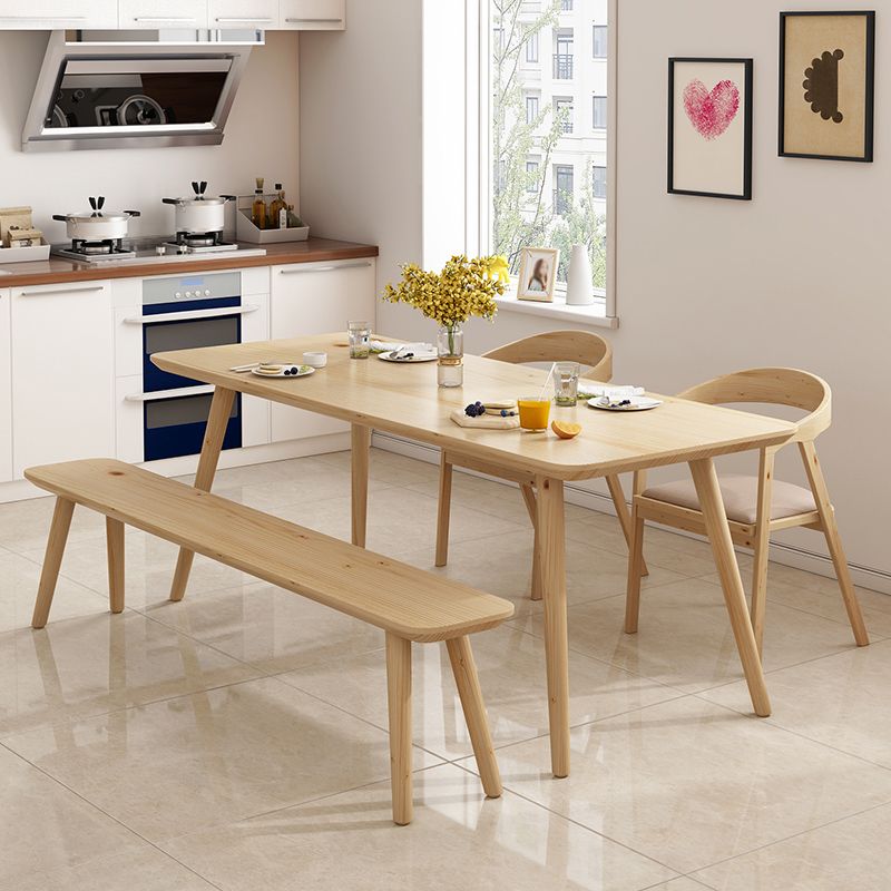 Rechthoekige eettafel Modern natuurlijk eiken massief houten tafelblad voor woonkamer