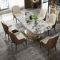 Rectangle Pedestal Dinette Table Traditional Luxury Faux Marble Dinner Room Table Clearhalo 'Dining Tables & Seating' 'Dining Tables' 'dining_table' 'furn' 'furn_dining_table' 'Furniture' 'Kitchen & Dining Furniture' 1200x1200_546582cb-955d-410b-ac61-3ee595feae65