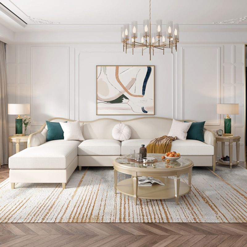 Canapé de faux cuir français avec pouf inclus dans le bois