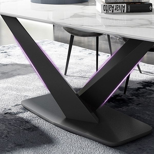 Metal Contemporary Rectangular Dining Table Sintered Stone Table for Dining Room Clearhalo ' dining_table' 'Dining Tables & Seating' 'Dining Tables' 'Furniture' 'furniture_dining_table' 'Kitchen & Dining Furniture' 'kitchen&dining_furn' 'kitchen' 'kitchen_dining_table' 1200x1200_546627d5-1ec5-41d8-95e5-8898929162b9