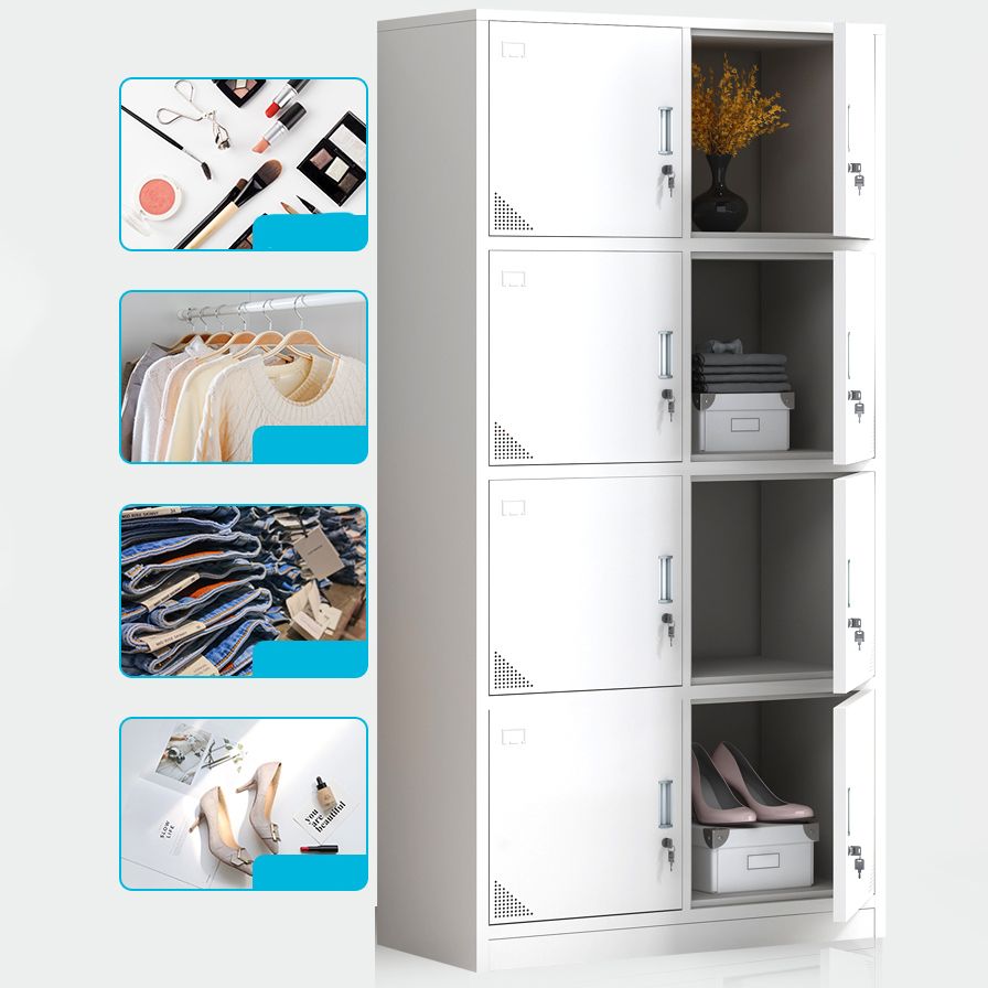 Contemporary Steel Storage Cabinet Hinged Wardrobe Armoire for Home Clearhalo 'Armoires & Wardrobes' 'armoires_wardrobes' 'Bedroom Furniture' 'furn' 'furn_armoires_wardrobes' 'Furniture' 1200x1200_5466396a-1c67-454e-a932-d68637240d60