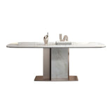 Luxury Sintered Stone Top Dining Table Rectangle Table with Metal Pedestal in Rose Gold Clearhalo ' dining_table' 'Dining Tables & Seating' 'Dining Tables' 'furn' 'furn_dining_table' 'Furniture' 'furniture_dining_table' 'Kitchen & Dining Furniture' 'kitchen&dining_furn' 'kitchen' 'kitchen_dining_table' 1200x1200_54666eae-4af0-4e26-be66-62781ef6c064