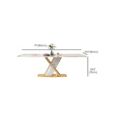 Glam Dining Rectangle Table Sintered Stone Table with Metal Legs for Kitchen Clearhalo 'Dining Tables & Seating' 'Dining Tables' 'dining_table' 'furn' 'furn_dining_table' 'Furniture' 'Kitchen & Dining Furniture' 1200x1200_54669528-d4f9-45a6-b817-2fbdd7bbe2ca