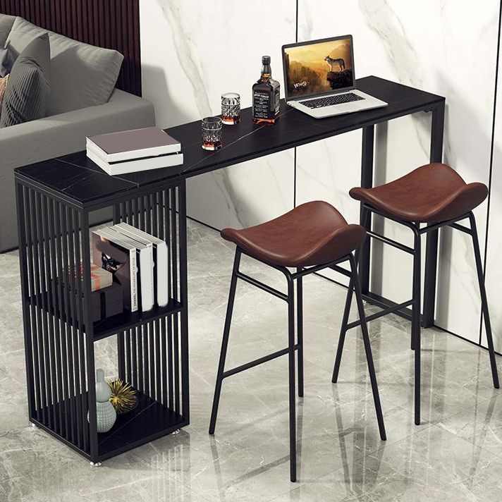 Industrial Stone Top Bar Dining Table Rectangle Bar Table with Storage Base Clearhalo 'Bar Furniture' 'Bar Tables' 'bar_tables' 'furn' 'furn_bar_tables' 'Furniture' 'Kitchen & Dining Furniture' 1200x1200_54673860-1e69-481b-9e96-355b815a87c1