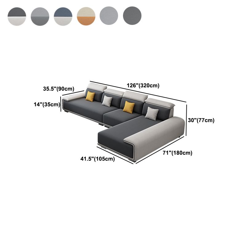 30.3"H Modern Faux Leather Square Arm Sofa & Chaise for Living Room Clearhalo 'furn' 'furn_sectionals' 'Furniture' 'Living Room Furniture' 'Sectionals' 1200x1200_546822e2-831b-4500-bbbf-bd8441f744d3