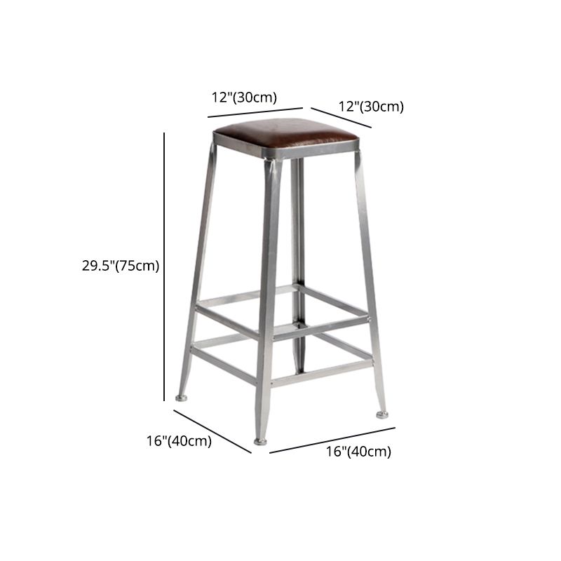 Armless Indoor Barstool Industrial Leather Counter Stool Brushed Silver Clearhalo 'Bar Furniture' 'Bar Stools' 'bar_stools' 'furniture_bar_stools' 'Kitchen & Dining Furniture' 'kitchen&dining_furn' 'kitchen' 'kitchen_furn' Furniture' 1200x1200_5468309b-833f-4a35-bc8c-824fdb4e3e62