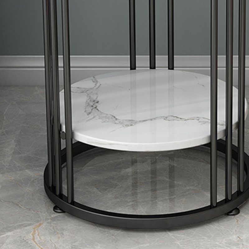 Faux Marble Accent Table Nightstand 21.65" Tall Glam Bedside Cabinet with 2 Shelves Clearhalo 'Bedroom Furniture' 'furn' 'furn_night_stand' 'Furniture' 'night_stand' 'Nightstands' 1200x1200_54684aaa-a17e-4290-b7a5-838e2fb3892a