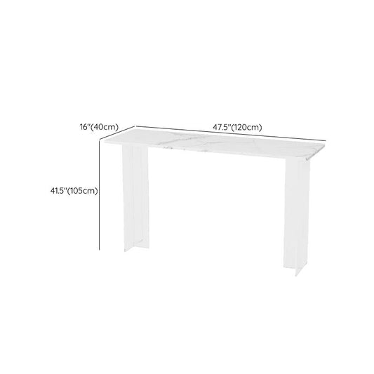 Rectangle Bar Pub Table Set 3 Pcs Stone Top Bar Table and Metal Frame Stools