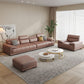 Faux Leather Sofa and Chaise Pillow Top Arm Sewn Pillow Back Seating