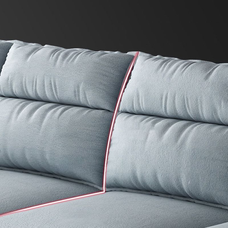 Square Arm 4-Seater Sofa & Chaise 106.3" W Linen/Faux Leather Cushions Sofa