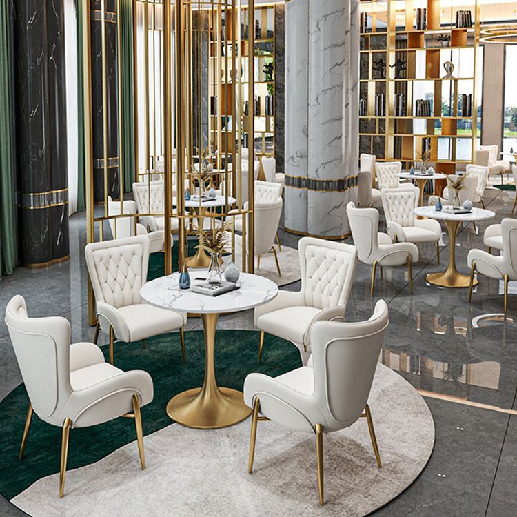 Metal Traditional Luxury Round Table Sintered Stone Table with Tulip Base for Home Clearhalo 'Dining Tables & Seating' 'Dining Tables' 'dining_table' 'furn' 'furn_dining_table' 'Furniture' 'Kitchen & Dining Furniture' 1200x1200_546ecb61-f92a-4482-94e3-ba4c444d1fda