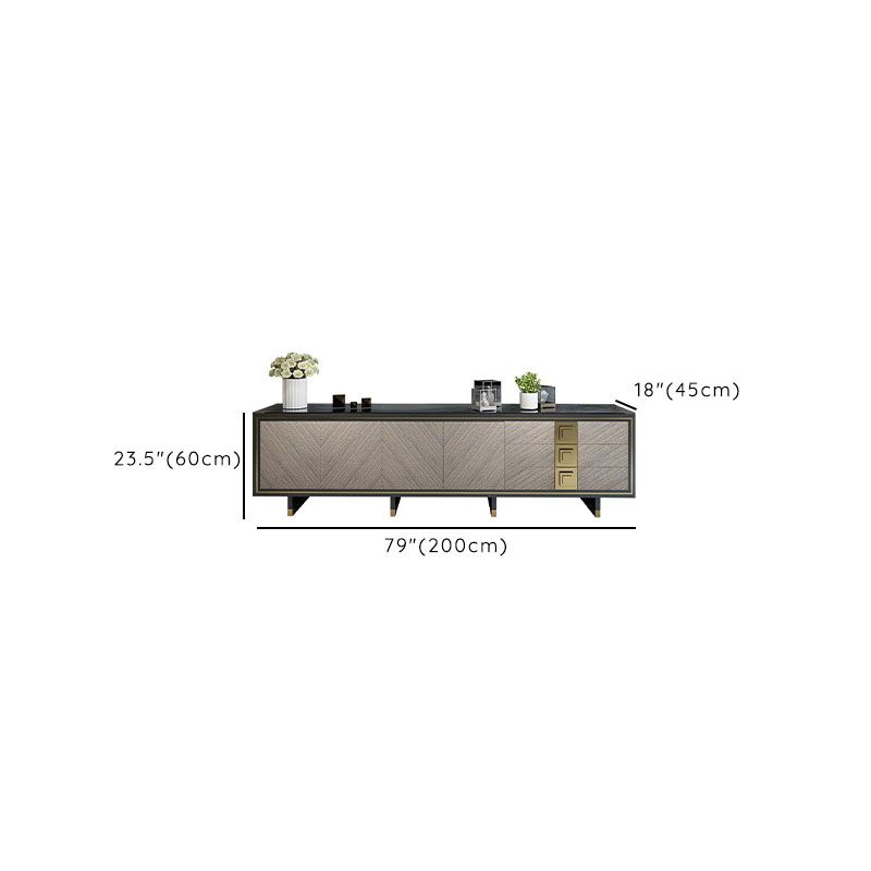 Glass TV Stand Console Enclosed Storage TV Console with 3 Drawers Clearhalo 'furn' 'furn_tv_stands_entertainment_centers' 'Furniture' 'Living Room Furniture' 'TV Stands & Entertainment Centers' 'TV Stands & Media Storage Furniture' 'tv_stands_entertainment_centers' 1200x1200_546f1151-6822-4252-81a2-b4f211d2cb46
