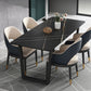 Rectangle Black Base Dining Table Modern Stone Double Pedestal Table Clearhalo 'Dining Tables & Seating' 'Dining Tables' 'dining_table' 'furn' 'furn_dining_table' 'Furniture' 'Kitchen & Dining Furniture' 1200x1200_5471ac3a-6daf-459a-b660-e6b9b84dc12b