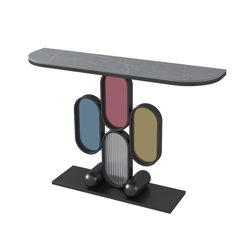 Contemporary Slate Console Table Half Moon Scratch Resistant Stain Resistant Console Clearhalo 'Console Tables' 'console_tables' 'Entry & Mudroom Furniture' 'furn' 'furn_console_tables' 'Furniture' 1200x1200_5472ca9b-82d8-49b3-81e0-2cd1026121b8