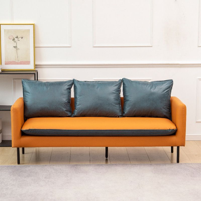 Modern Leather Square Arm Sofa with Loose Back for Living Room Clearhalo 'Furniture' 'furniture_sofas' 'kitchen' 'kitchen_sofas' 'Living Room Furniture' 'Sofa' 'sofas' 1200x1200_5474448c-1182-4d0f-8a50-3af322aa3ee6