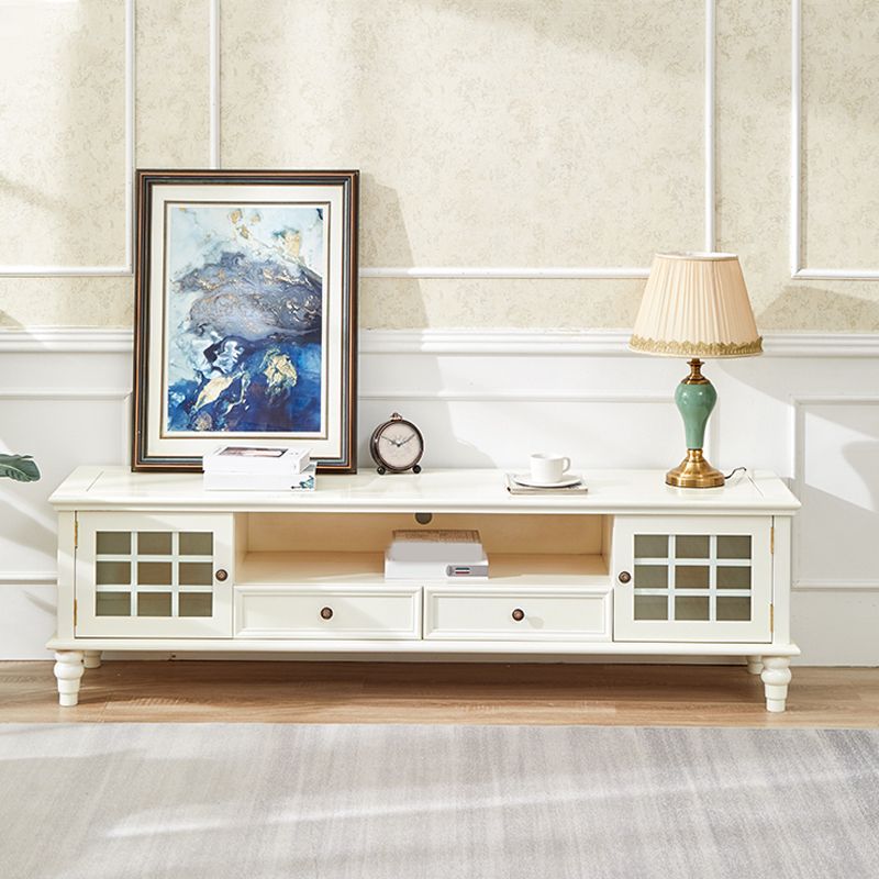 Console multimediale tradizionale Porta TV Console porta TV in legno massello con cassetti