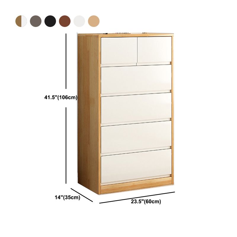 Rubberwood -Akzentkiste mit Schubladen 23,62 "lange zeitgenössische Brust