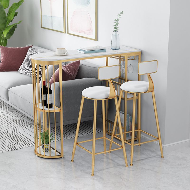 Modern Bar Dining Table with Shelves Iron Base Bar Height Cocktail Table Clearhalo 'Bar Furniture' 'Bar Tables' 'bar_tables' 'furn' 'furn_bar_tables' 'Furniture' 'furniture_bar_tables' 'Kitchen & Dining Furniture' 'kitchen&dining_furn' 'kitchen' 1200x1200_547984f8-a493-4803-a962-50ec0dd6378f