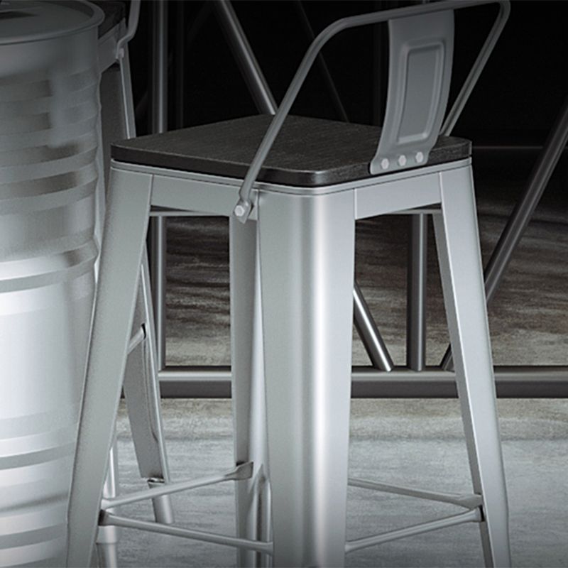 Industrial Silver Counter Stools Iron Wooden Bar Bristol Stools with Low Back Clearhalo 'Bar Furniture' 'Bar Stools' 'bar_stools' 'furniture_bar_stools' 'Kitchen & Dining Furniture' 'kitchen&dining_furn' 'kitchen' 'kitchen_furn' Furniture' 1200x1200_547bdda8-14a4-40d2-9307-66095c6359df
