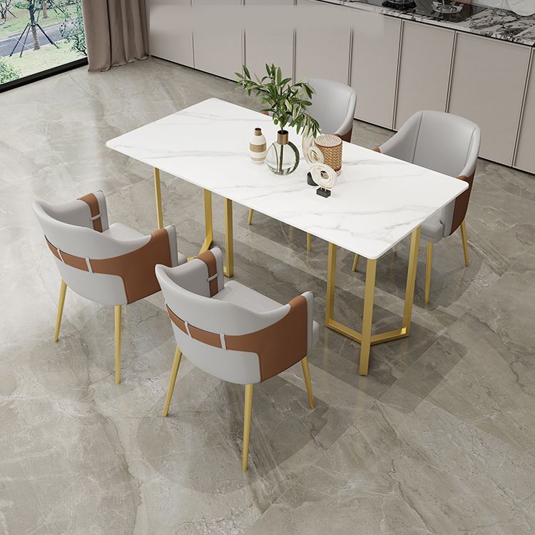 Silla de comedor de cuero tapizado de comedor de estilo glamoroso