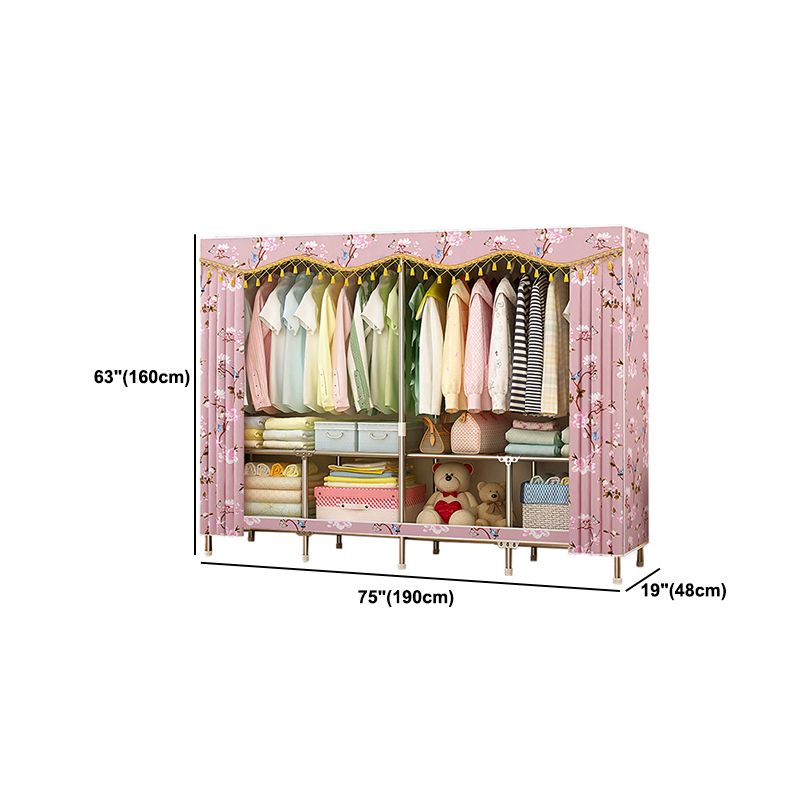 Contemporary Folding Wardrobe Cabinet Metal Frame Wardrobe with Shelves Clearhalo 'Armoires & Wardrobes' 'armoires_wardrobes' 'Bedroom Furniture' 'furn' 'furn_armoires_wardrobes' 'Furniture' 1200x1200_547cc83d-ad1d-47cf-a2d3-78f350be5dd4