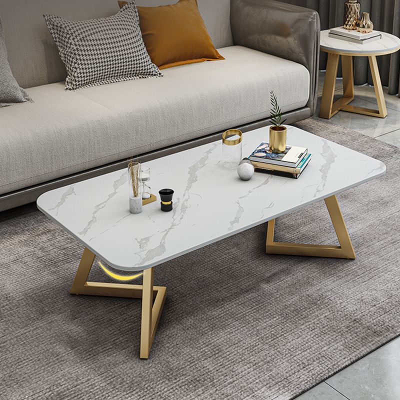 1 Single Rectangular/Round Cocktail Table Stone Top Coffee Table