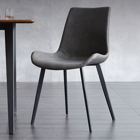 Industrial Upholstered Armless Chair Kitchen Parsons Faux Leather Side Chair