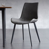 Industrial Upholstered Armless Chair Kitchen Parsons Faux Leather Side Chair