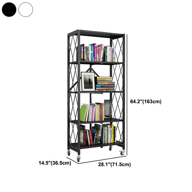 Industrial Folding Etagere Bookshelf Metal Open Bookshelf with Caster Wheels Clearhalo 'Bookcases' 'furn' 'furn_bookcases' 'Furniture' 'furniture_bookcases' 'kitchen' 'kitchen_bookcases' 'Living Room Furniture' 'Office Furniture' 1200x1200_547fa80c-0162-4f79-8ca5-96b3010332f1