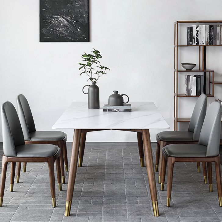 Modern Dining Room Set Rectangle Sintered Stone with 4 Legs Base Formal Kitchen Table Set Clearhalo 'Dining Room Sets' 'Dining Tables & Seating' 'dining_room_set' 'furn' 'furn_dining_room_set' 'Furniture' 'furniture_dining_room_set' 'Kitchen & Dining Furniture' 'kitchen&dining_furn' 'kitchen' 1200x1200_54807de7-ccc2-4d67-a493-ccf2ddcc27da