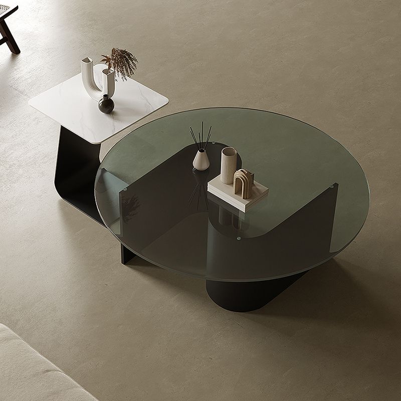 Contemporary Cocktail Table Glass Pedestal Coffee Cocktail Table Clearhalo 'Coffee & Accent Tables' 'Coffee Tables' 'coffee_tables' 'furn' 'furn_coffee_tables' 'Furniture' 'Living Room Furniture' 1200x1200_548087a7-7cfa-43b5-bf5c-b8045ec816cb