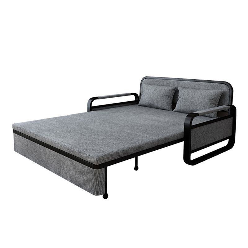 Contemporary Tight Back Sofa Bed Square Arm Fabric Sofa with Storage