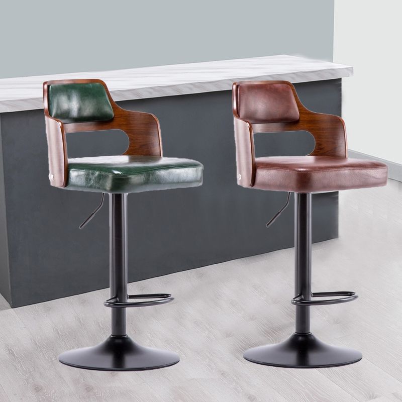 Nordic Style Leather Upholstered Barstool Adjustable Height Swivel single Bar Stool Clearhalo 'Bar Furniture' 'Bar Stools' 'bar_stools' 'furn' 'furn_bar_stools' 'Furniture' 'furniture_bar_stools' 'Kitchen & Dining Furniture' 1200x1200_548401ec-d1d4-4956-b1ec-971705bc1832