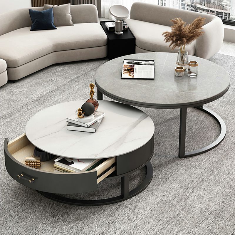 Frame Coffee Table Set Slate Cocktail Table with Storage Drawers Clearhalo 'Coffee & Accent Tables' 'Coffee Tables' 'coffee_tables' 'furn' 'furn_coffee_tables' 'Furniture' 'Living Room Furniture' 1200x1200_54853981-1edf-4524-90b7-51bd76c4575e