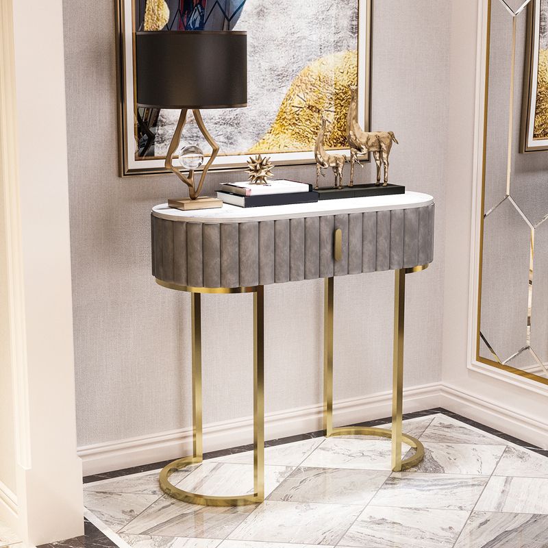 Mesa de consola de mármol oval de la mesa de acento de marco Ironcraft para el salón