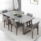 Mid-Century Modern Dining Table Gray Sintered Stone Dining Table with Wood Base Clearhalo ' dining_table' 'Dining Tables & Seating' 'Dining Tables' 'furn' 'furn_dining_table' 'Furniture' 'furniture_dining_table' 'Kitchen & Dining Furniture' 'kitchen&dining_furn' 'kitchen' 'kitchen_dining_table' 1200x1200_548cbd4f-21d1-4b53-a0d8-8b8f876dce07