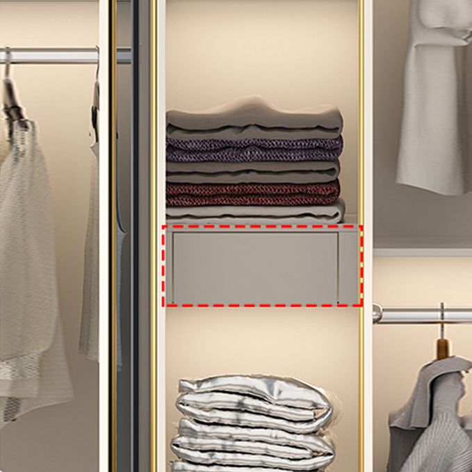 Armario de puertas de vidrio de armario de armario de estilo contemporáneo con barra de ropa para casa