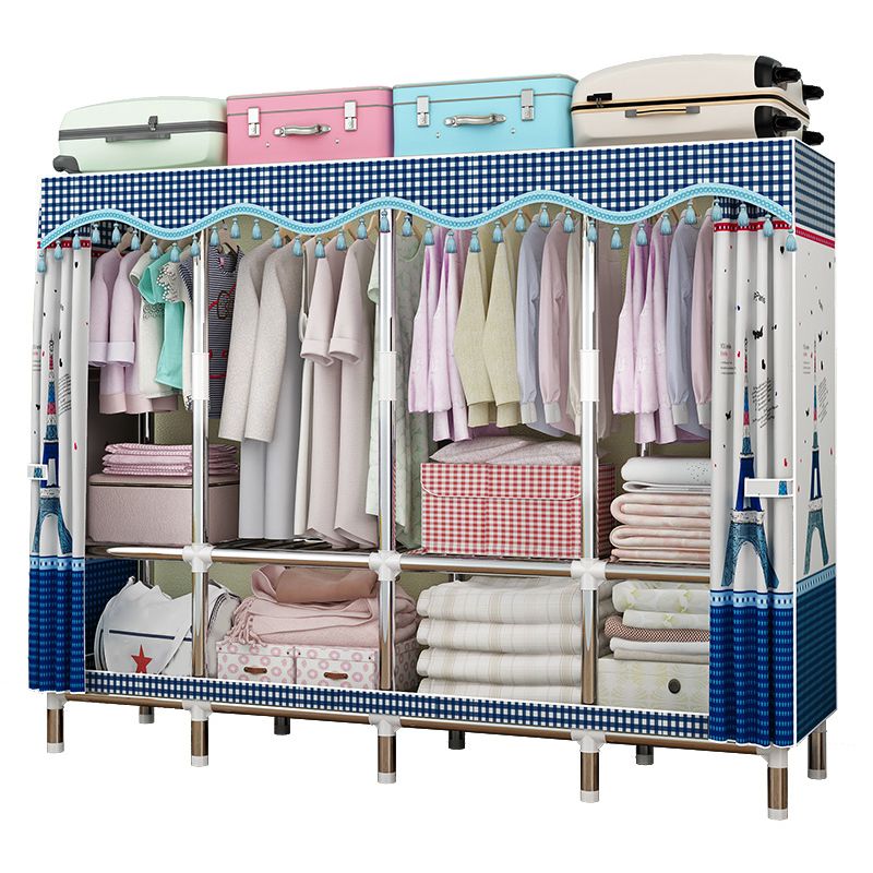 Modern Style Metal Wardrobe Cloth Rod Included Wardrobe Closet for Bedroom