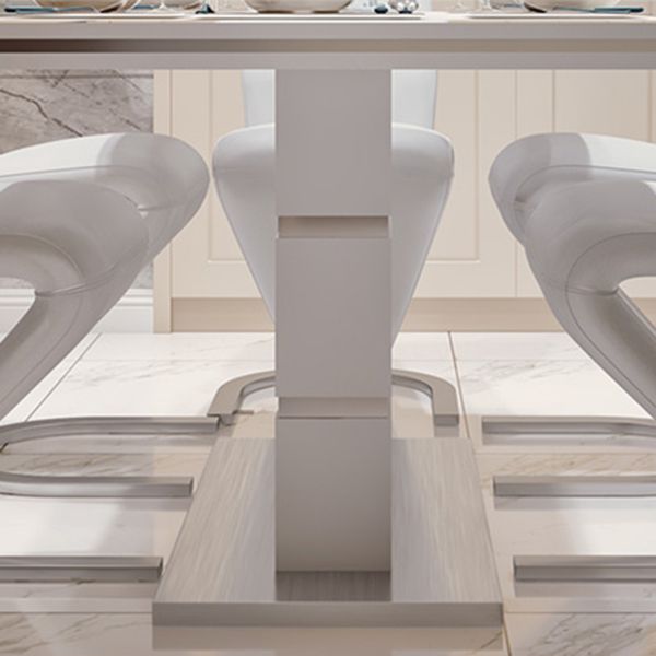 Luxury Artificial Wood Dining Table Rectangle White Table with Metal Pedestal Clearhalo 'Dining Tables & Seating' 'Dining Tables' 'dining_table' 'furn' 'furn_dining_table' 'Furniture' 'Kitchen & Dining Furniture' 1200x1200_54905beb-cb67-4638-b5df-aa2ffde97c7c