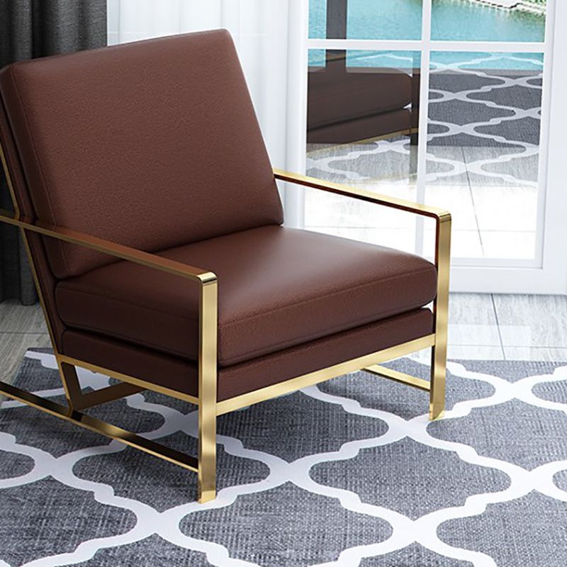 Faux Leather Arm Chair 33.07" Wide Arms Included Chair with Pillow Back