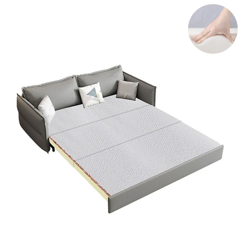 Divano in pelle in finto grigio con divano posteriore cuscino cucito cucito