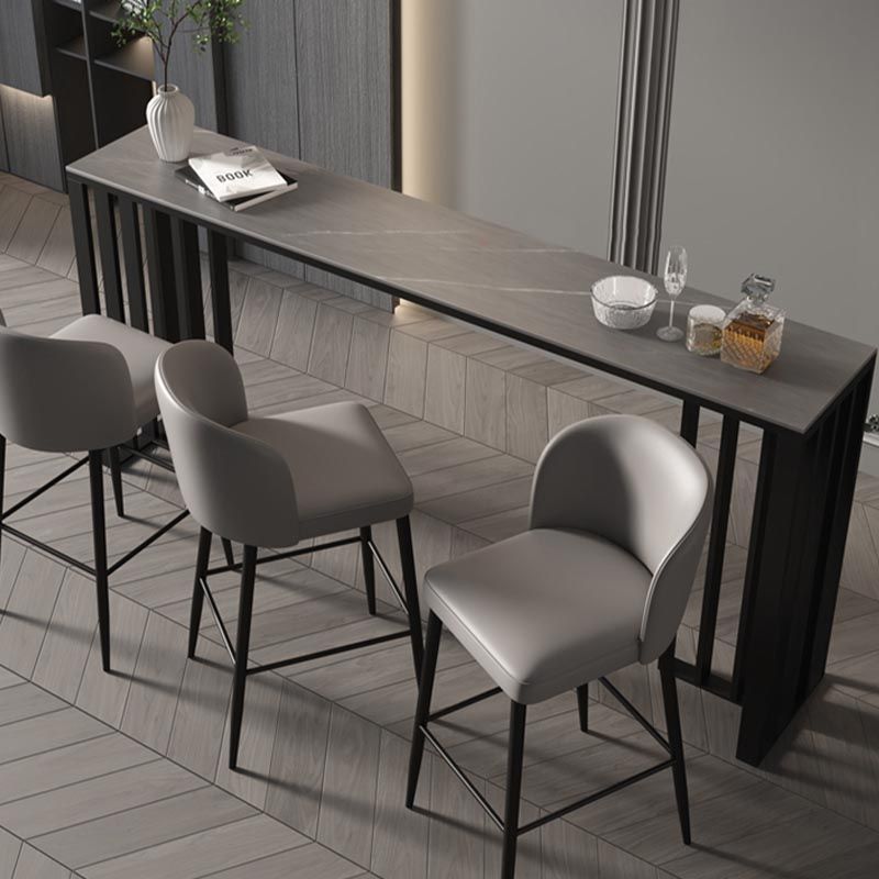 Industrial Style Stone Top Bar Table Steel Pedestal Bistro Table Clearhalo 'Bar Furniture' 'Bar Tables' 'bar_tables' 'furn' 'furn_bar_tables' 'Furniture' 'Kitchen & Dining Furniture' 1200x1200_5493bd8b-e1f6-498f-8fed-27e281bcc9cf