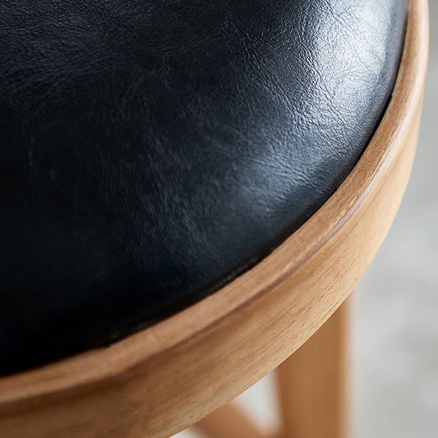 Modern Round Bar Stool Oak Solid Wood Bar Stool with PU Leather Clearhalo 'Bar Furniture' 'Bar Stools' 'bar_stools' 'furn' 'furn_bar_stools' 'Furniture' 'Kitchen & Dining Furniture' 1200x1200_549473f2-b325-48b4-920f-3f0f3a6aa7a6