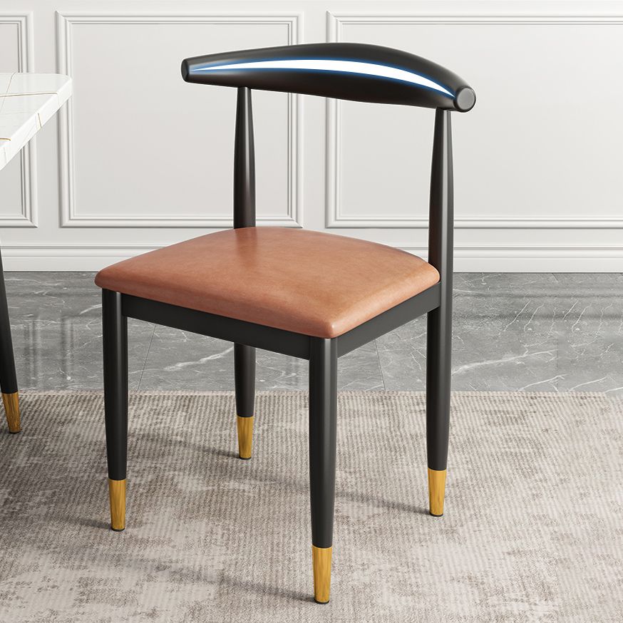 Contemporary Metal Side Chair Restaurant Armless Cow Horn Open Back Dining Side Chair Clearhalo ' kitchen&dining_furn' 'Dining Chairs' 'Dining Tables & Seating' 'dining_chair' 'furn' 'furn_dining_chair' 'Furniture' 'furniture_dining_chair' 'Kitchen & Dining Furniture' 'kitchen' 1200x1200_5494e1ed-7b49-439a-8063-a68e3ed123c5