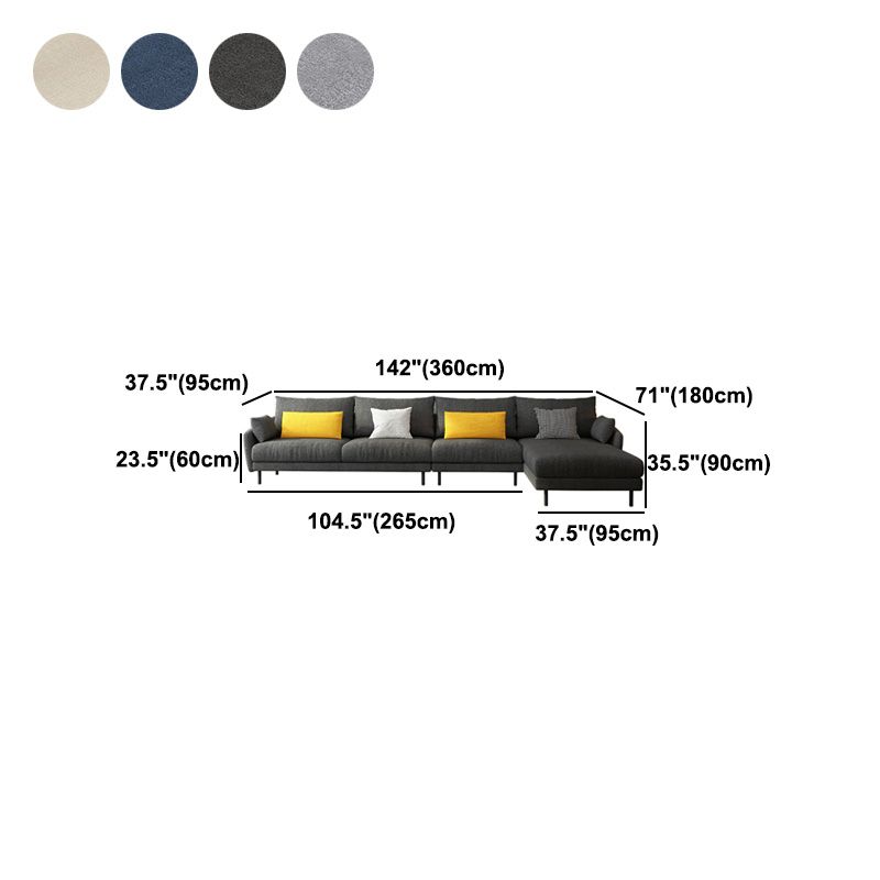 Divano e chaise in tessuto in stile moderno 141,73 "W quadrato sezionale
